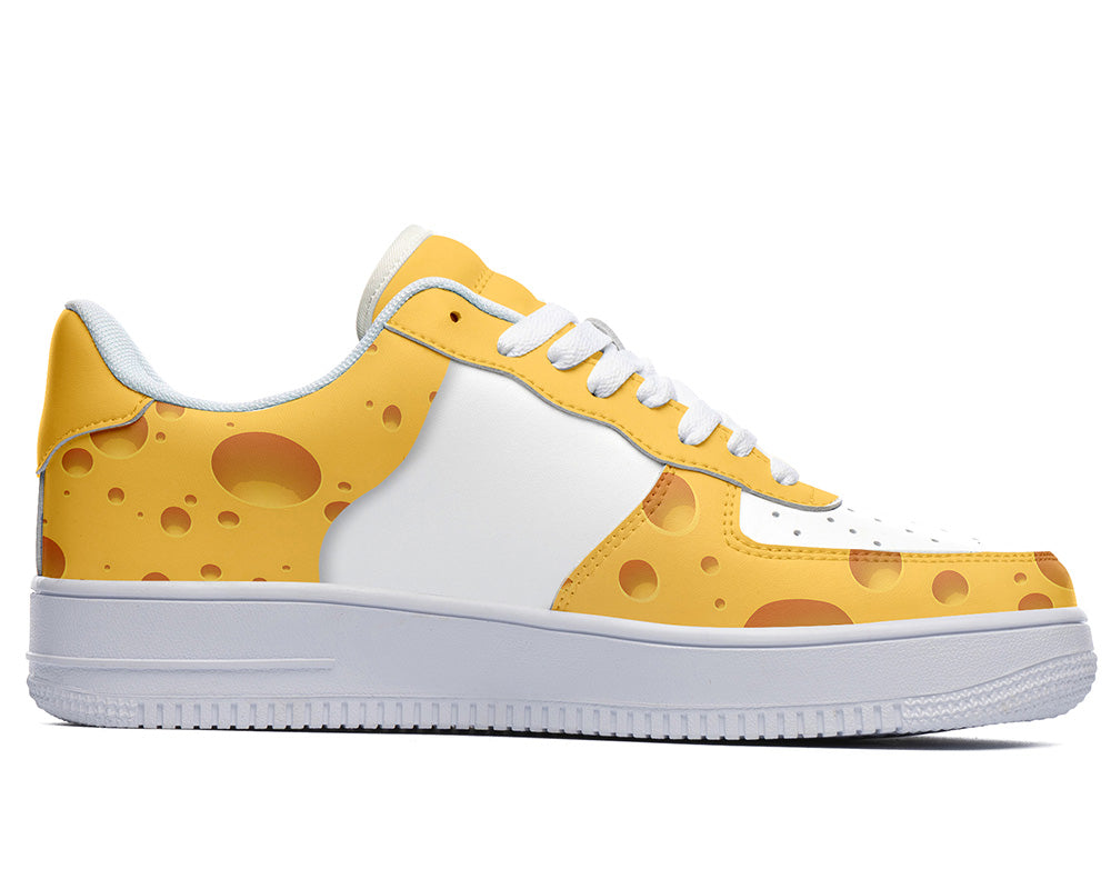 Cheese Sneakers: Cheese Pattern Court Sneakers