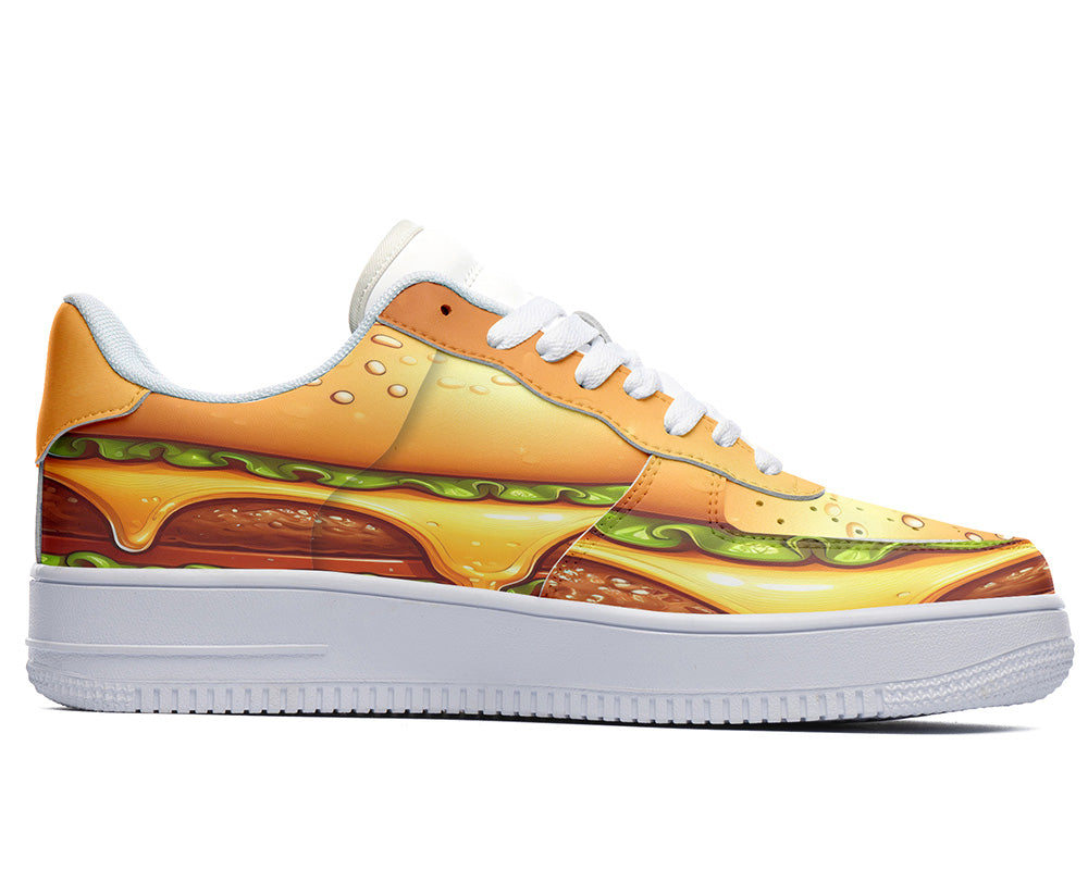 Burger Sneakers: Cheeseburger Illustration Court Sneakers