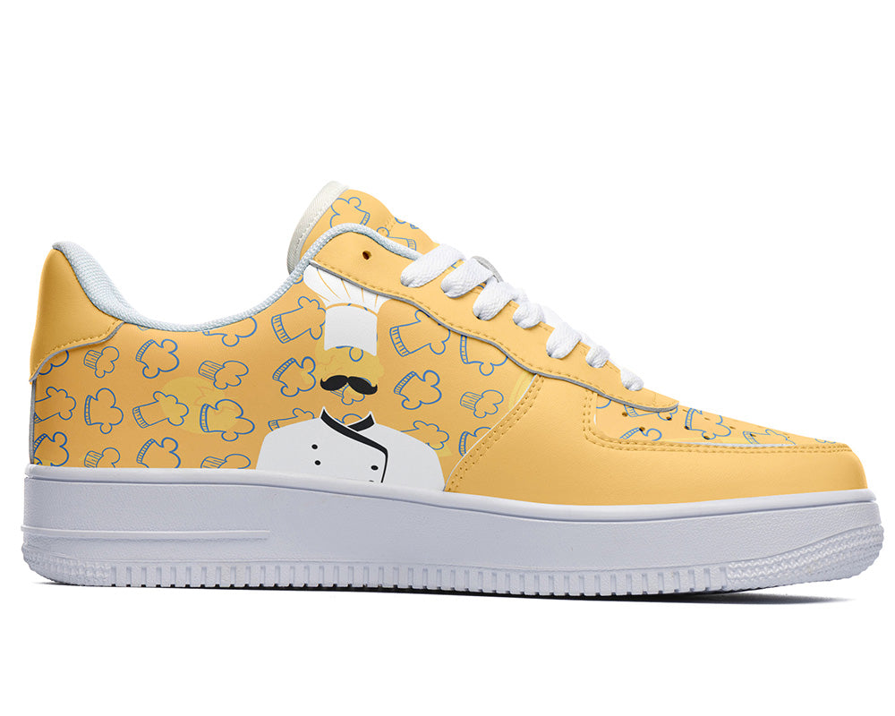 Chef Sneakers: Chef Hat Pattern Court Sneakers
