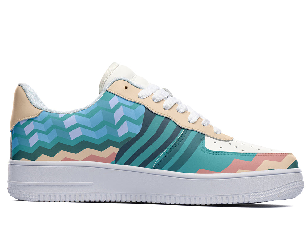 Teal Chevron Sneakers: Chevron & Stripe Pattern Sneakers