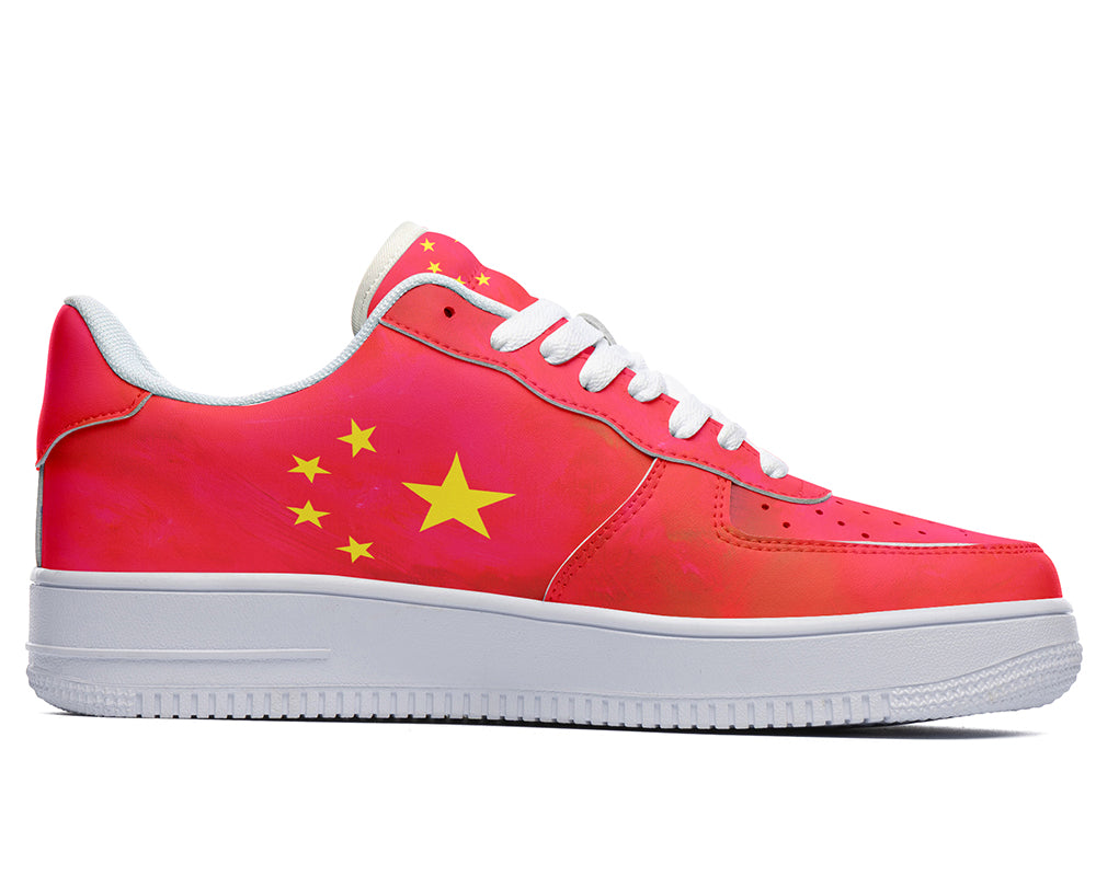 China Flag Sneakers: Chinese Flag Pattern Court Sneakers
