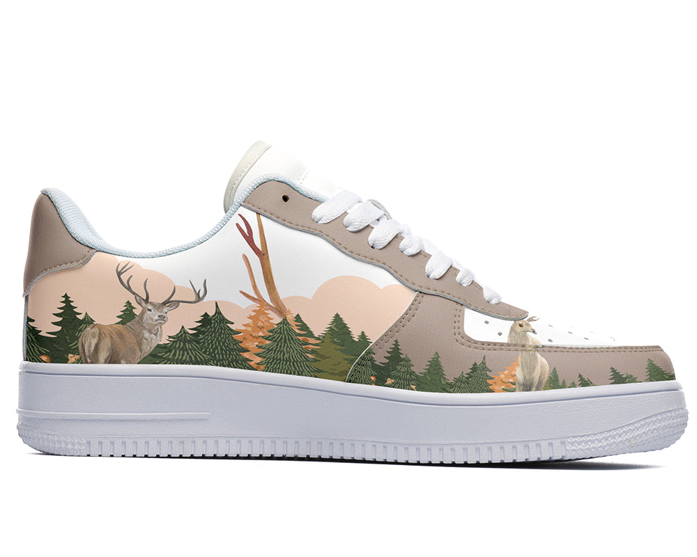 Deer Sneakers: Woodland Deer Illustration Court Sneakers
