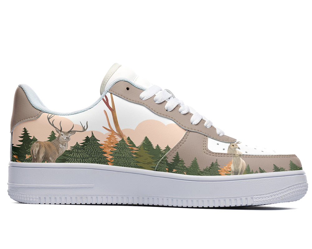 Deer Sneakers: Woodland Deer Illustration Court Sneakers