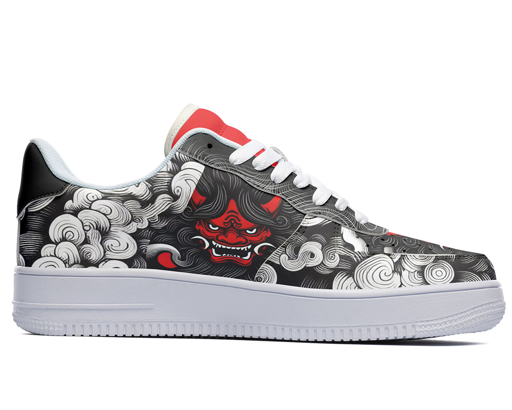 Oni Mask Sneakers: Japanese Demon Wave Court Sneakers