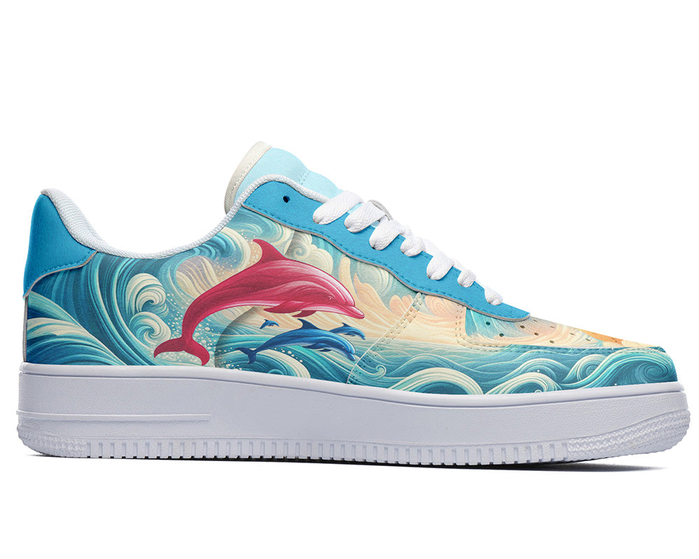 Dolphin Sneakers: Dolphin Illustration Court Sneakers