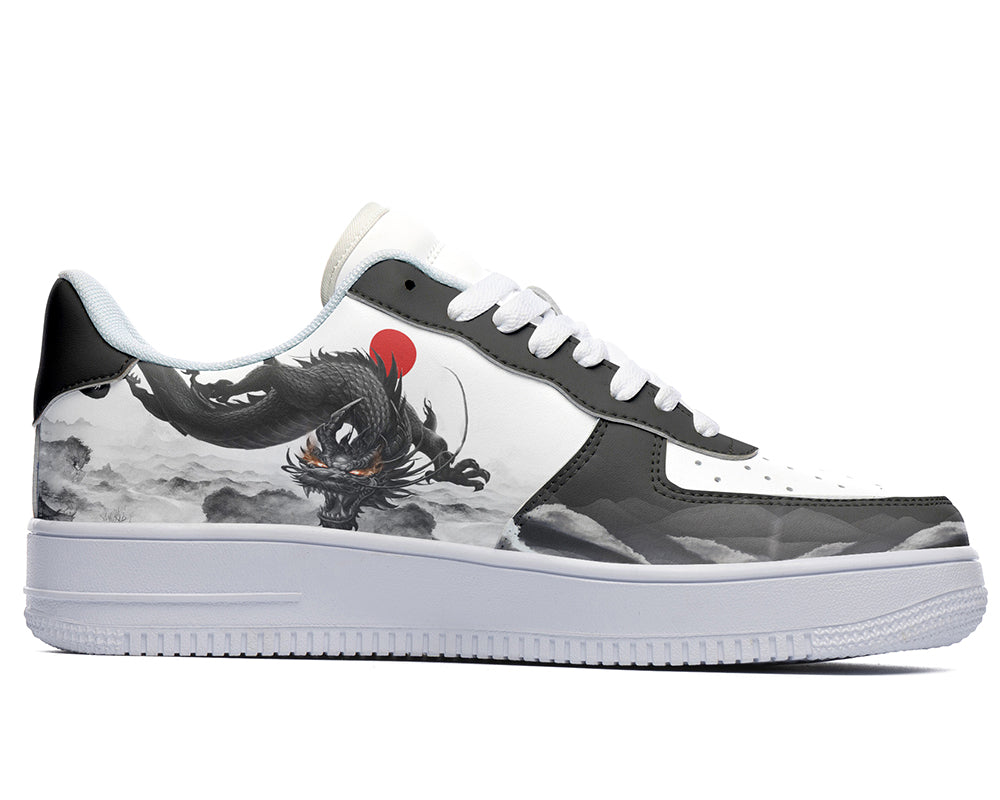 Dragon Sneakers: Dragon Illustration Court Sneakers