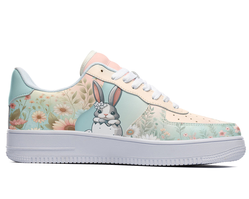 Easter Bunny Sneakers: Easter Bunny Floral Pattern Court Sneakers