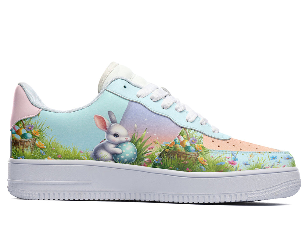 Easter Bunny Sneakers: Easter Bunny and Egg Pattern Court Sneakers