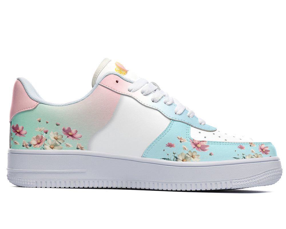 Spring Floral Sneakers: Easter Floral Pattern Court Sneakers