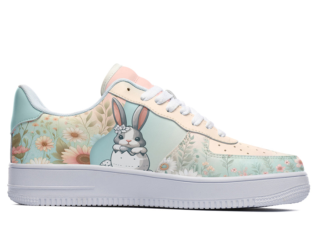 Easter Bunny Sneakers: Easter Bunny Floral Pattern Court Sneakers