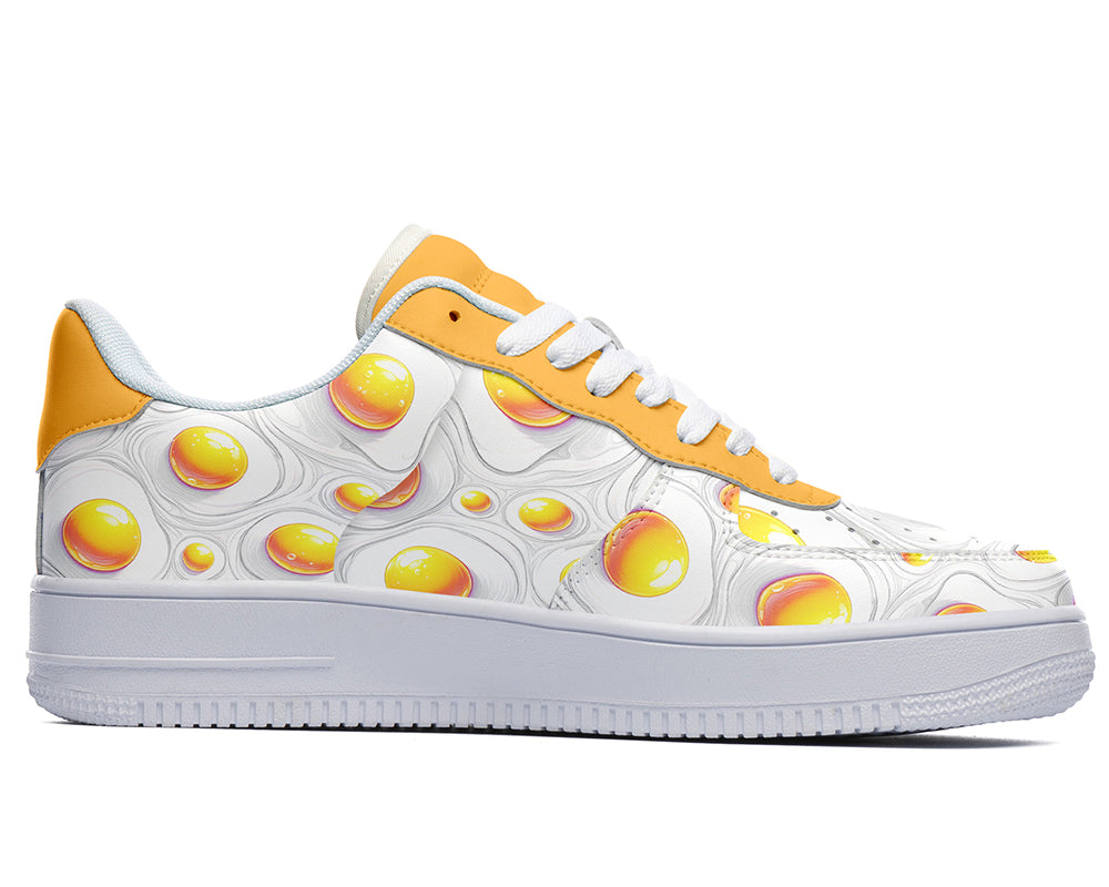 Sunny Side Up Sneakers: Sunny Side Up Egg Pattern Court Sneakers