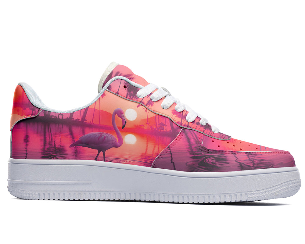 Flamingo Sneakers: Flamingo Illustration Court Sneakers