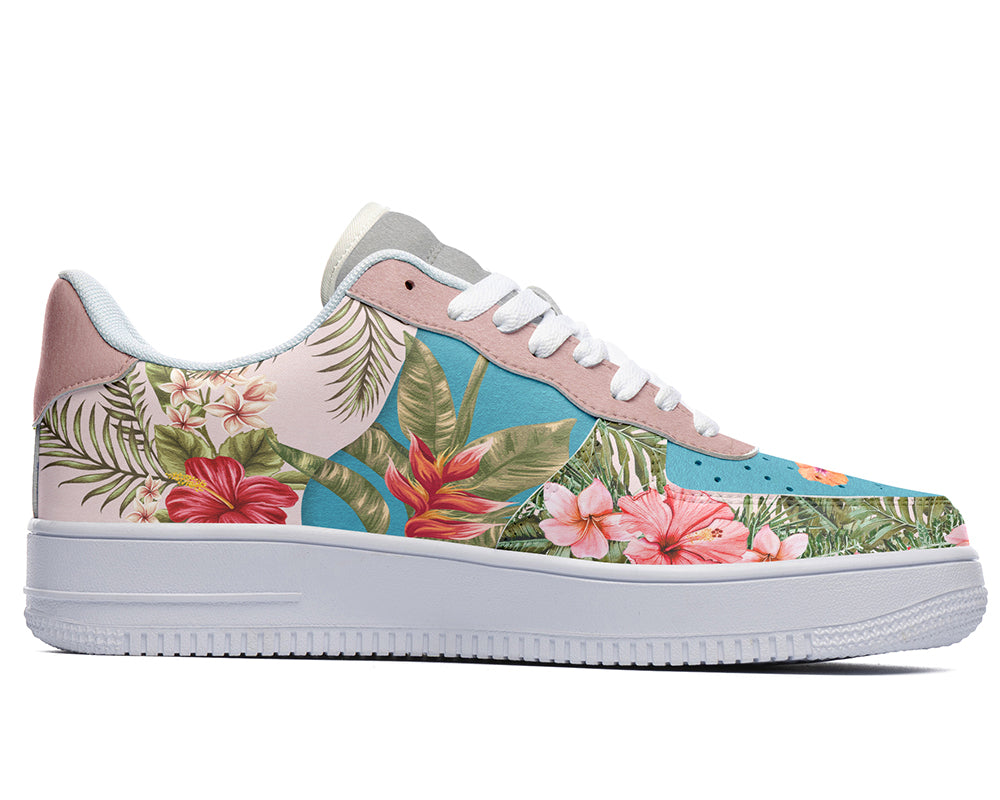 Tropical Bloom Sneakers: Tropical Flowers Court Sneakers