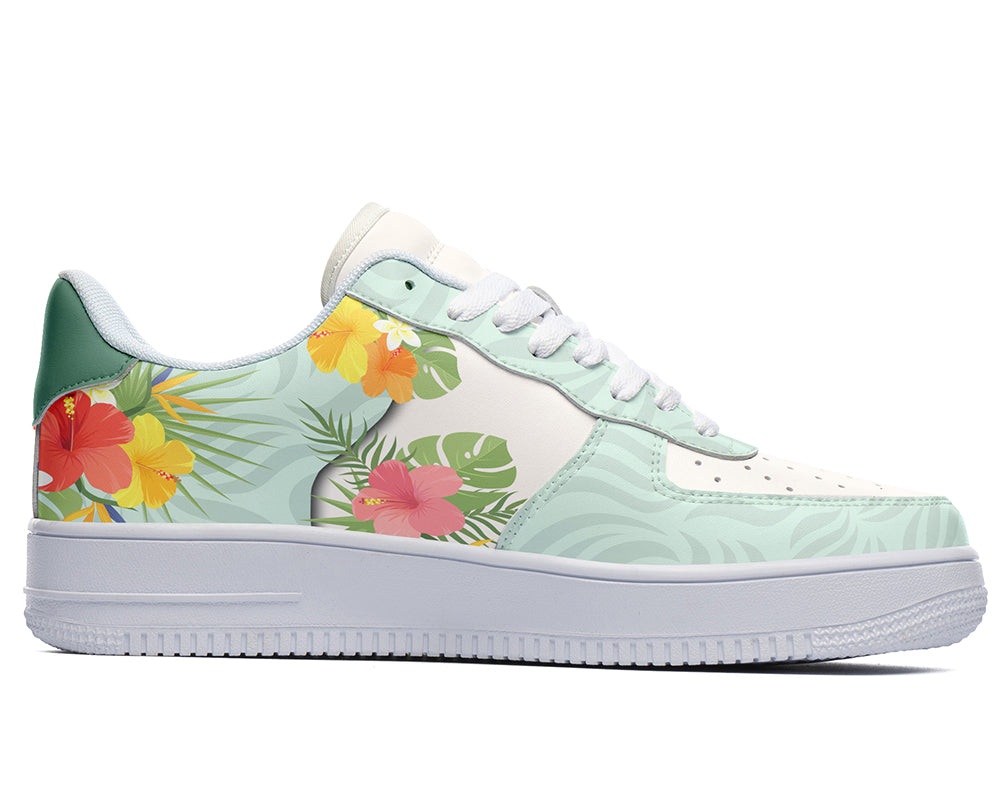 Hibiscus Sneakers: Hibiscus Flower Pattern Court Sneakers