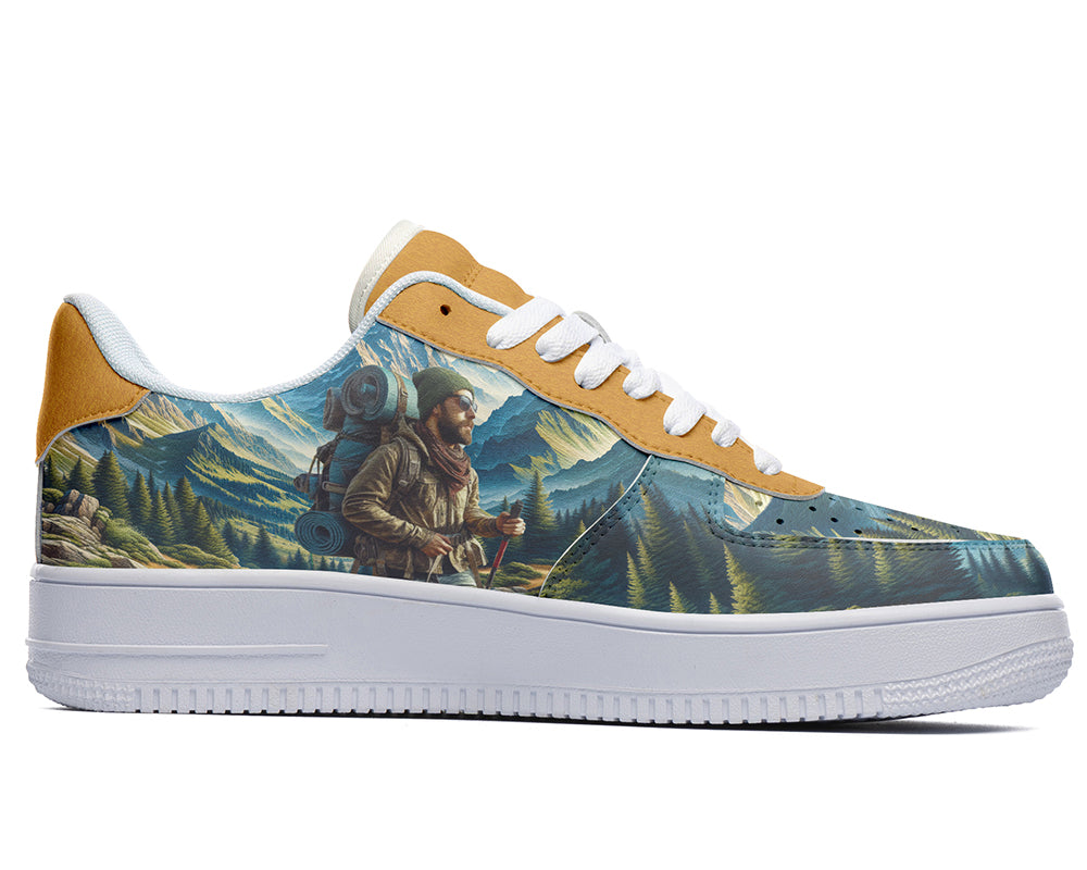Hiking Sneakers: Mountain Hiking Illustration Court Sneakers