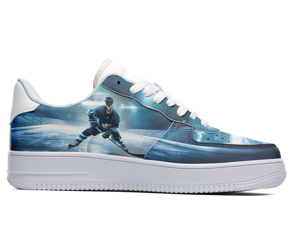 Hockey Sneakers: Hockey Player Ice Rink Scene Court Sneakers
