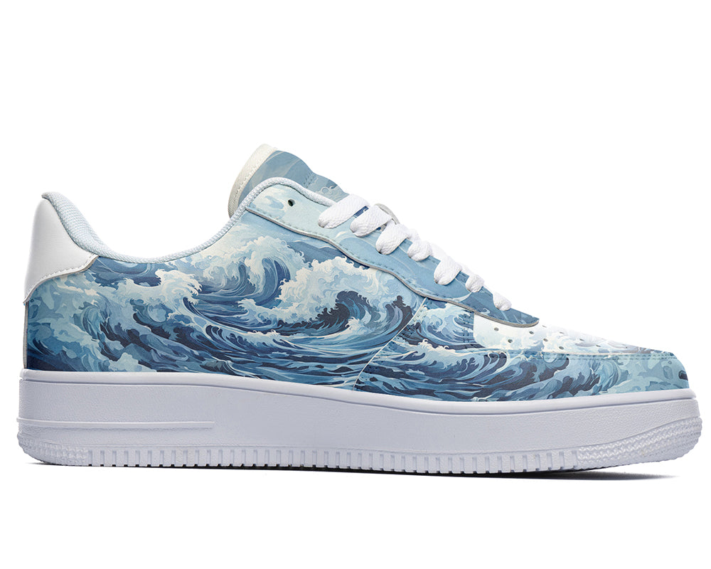 Ocean Wave Sneakers: Ocean Wave Illustration Court Sneakers