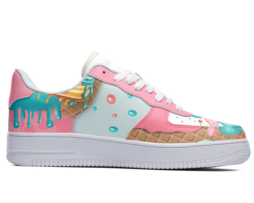 Ice Cream Sneakers: Ice Cream Illustration Court Sneakers