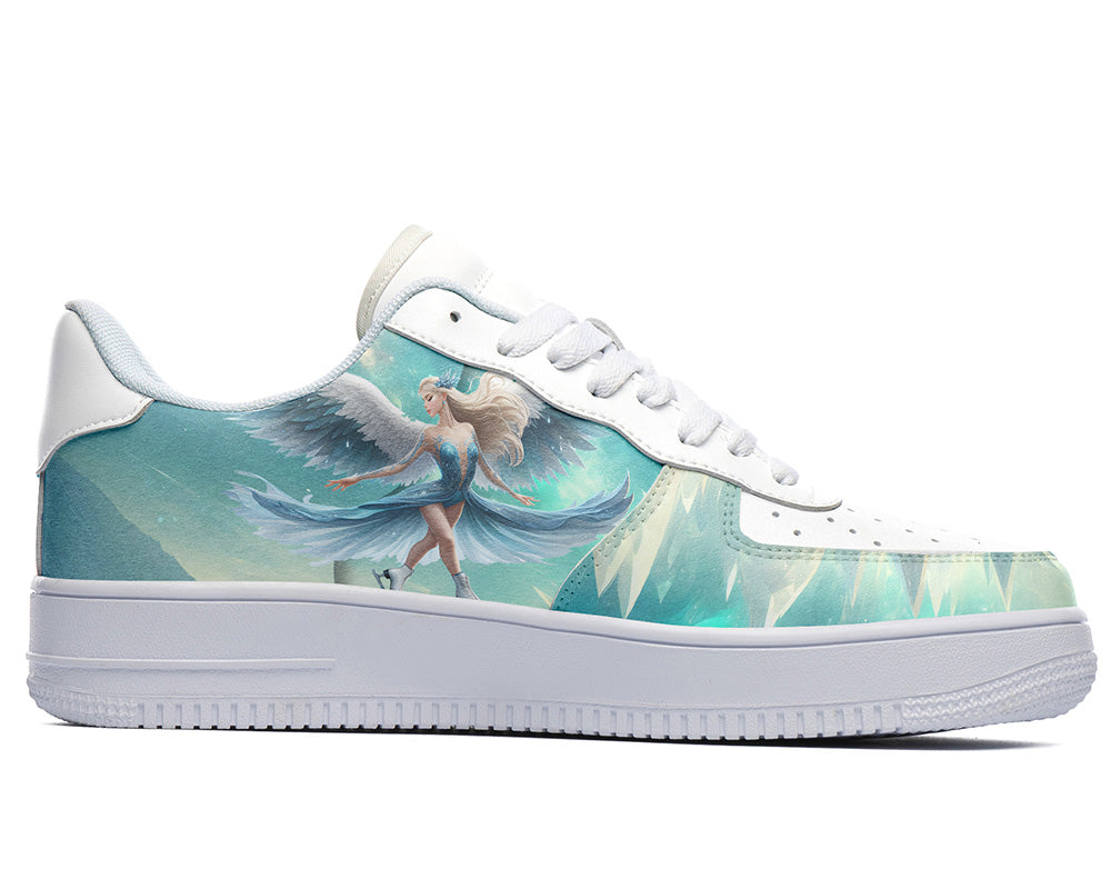 Ice Skating Sneakers: Ice Skater Winter Scene Court Sneakers