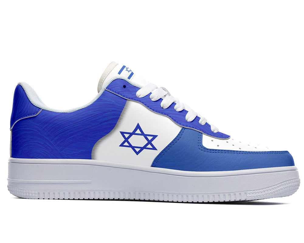 Israeli Flag Sneakers: Israeli Flag Pattern Court Sneakers