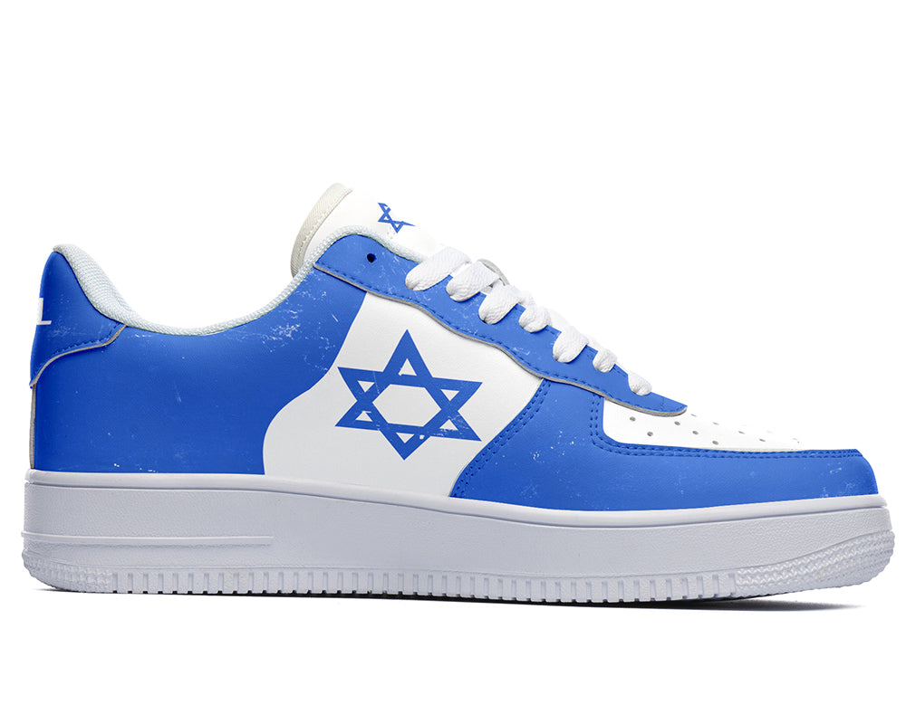 Israeli Flag Sneakers: Israeli Flag Pattern Court Sneakers