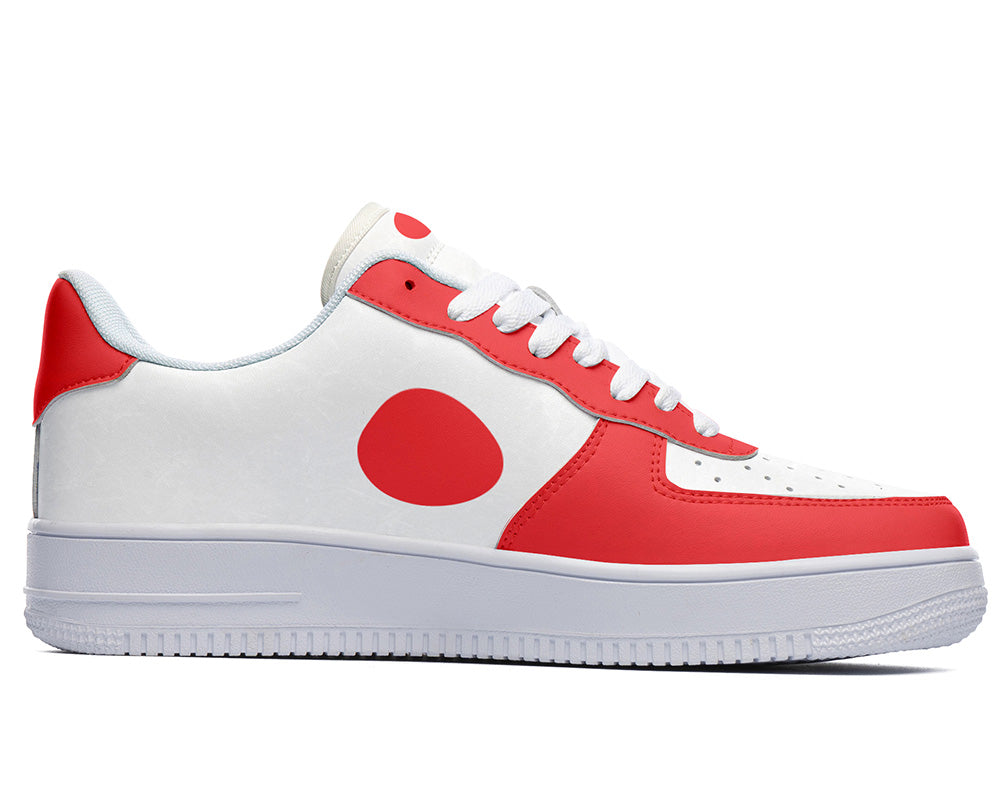 Japanese Flag Sneakers: Japanese Flag Pattern Court Sneakers