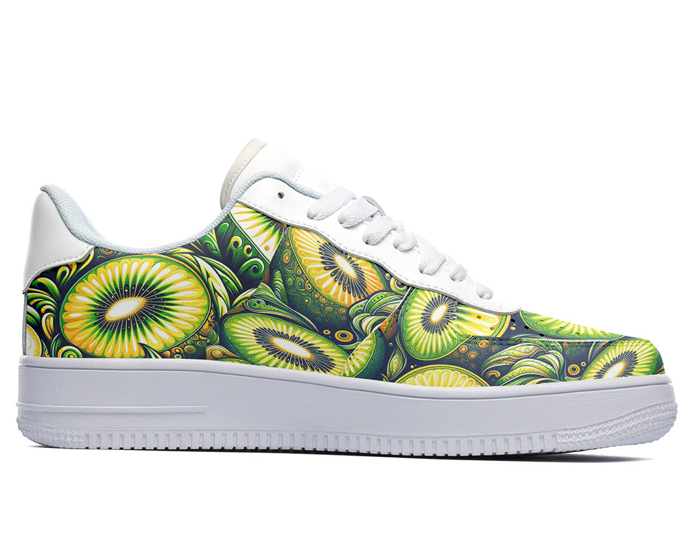 Kiwi Sneakers: Kiwi Fruit Pattern Court Sneakers
