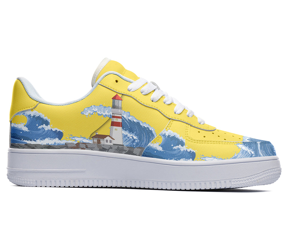 Lighthouse Sneakers: Lighthouse Illustration Court Sneakers