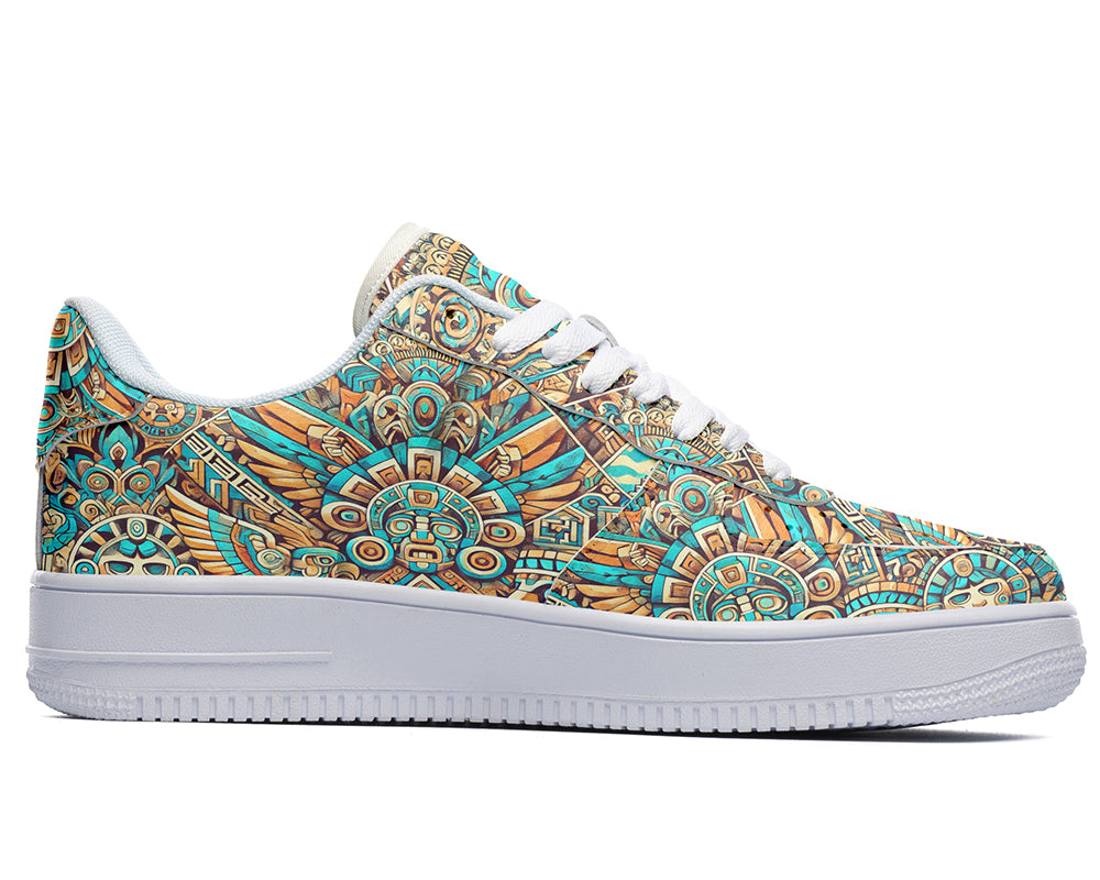 Mayan Sneakers: Mayan Pattern Court Sneakers