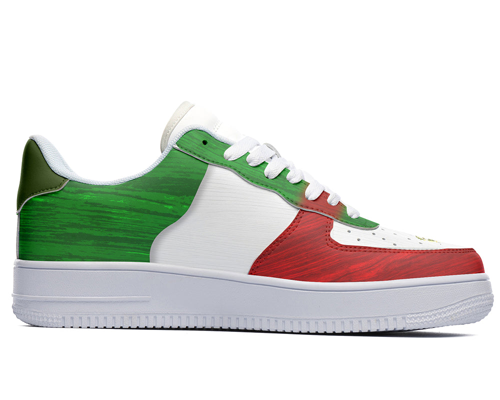 Mexican Flag Sneakers: Mexican Flag Pattern Court Sneakers