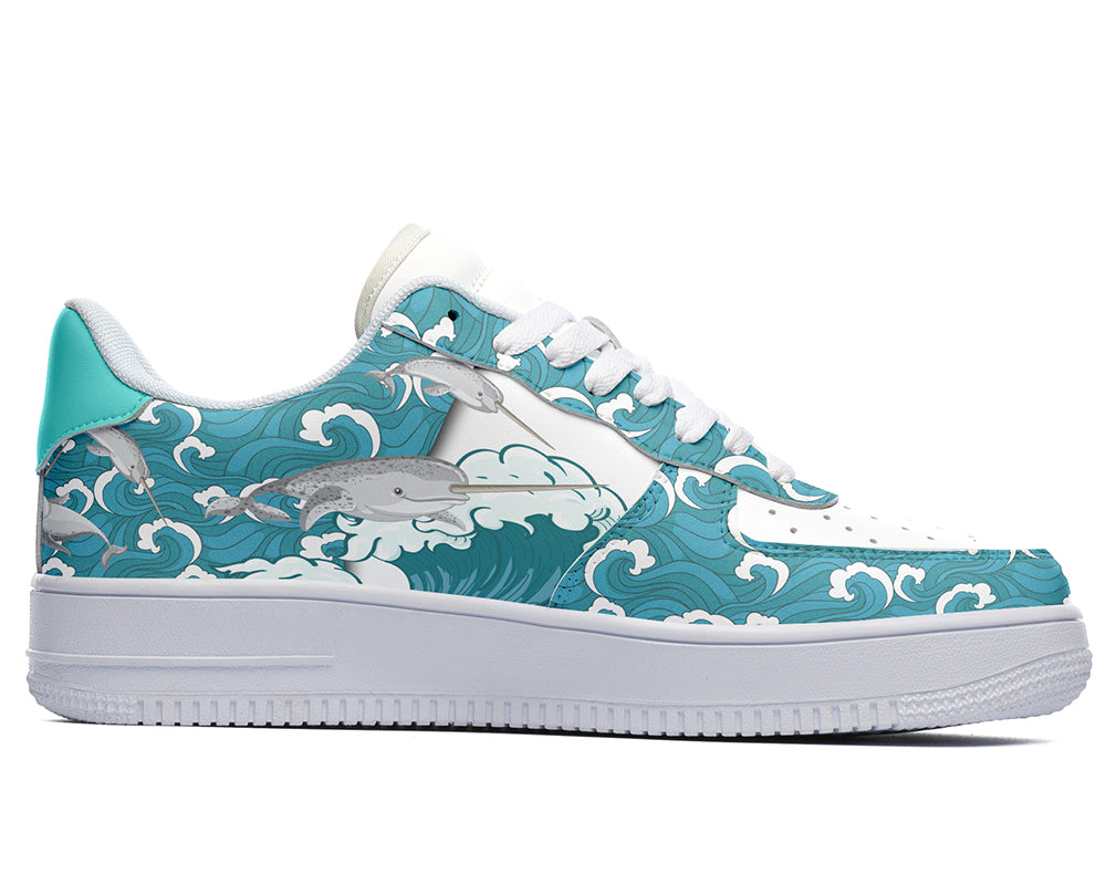 Narwhal Sneakers: Narwhal Wave Illustration Court Sneakers