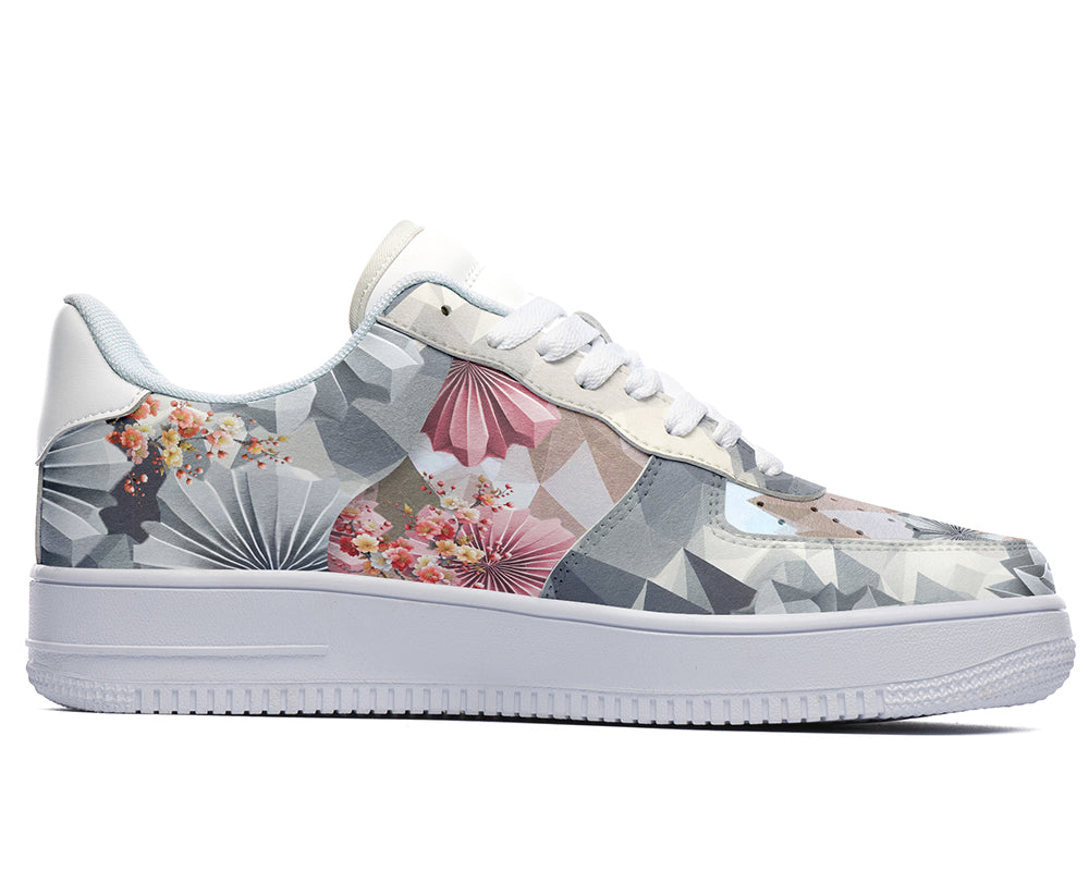 Origami Flower Sneakers: Origami Paper & Flower Pattern Court