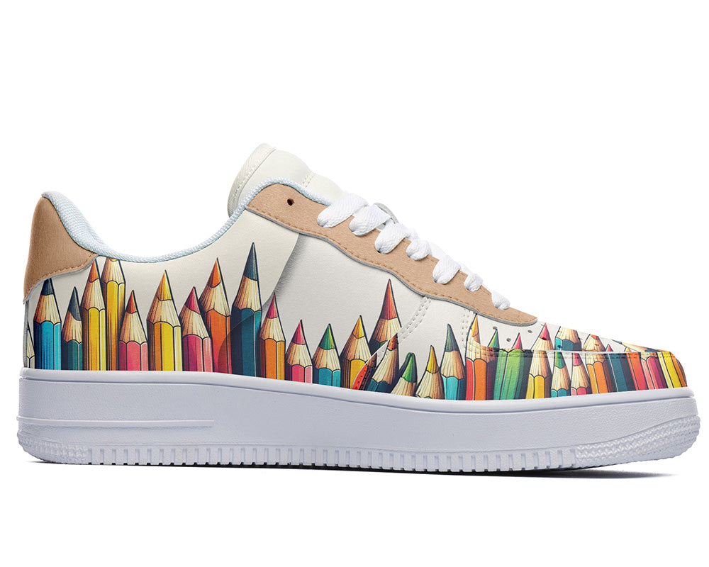 Pencil Sneakers: Pencil Pattern Court Sneakers