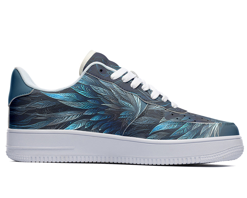 Phoenix Sneakers: Phoenix Feather Pattern Court Sneakers
