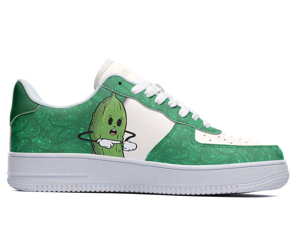 Pickle Sneakers: Cartoon Pickle Pattern Court Sneakers
