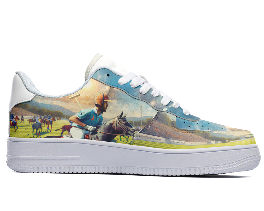 Polo Sneakers: Polo Player and Horse Illustration Court Sneakers