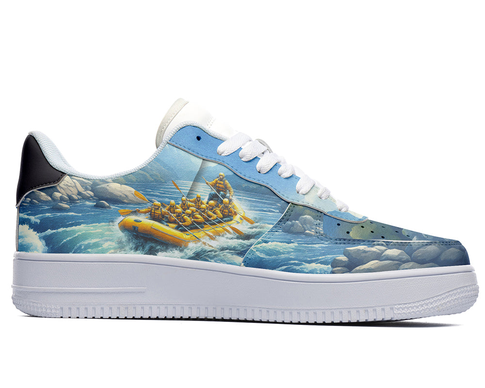 Rafting Sneakers: Team of Water Rafters Illustration Court Sneakers