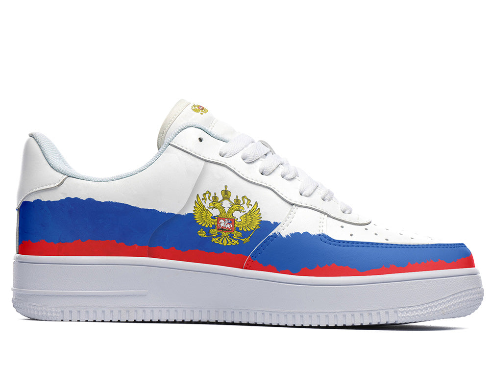 Russian Flag Sneakers: Russian Federation Flag Pattern Court Sneakers