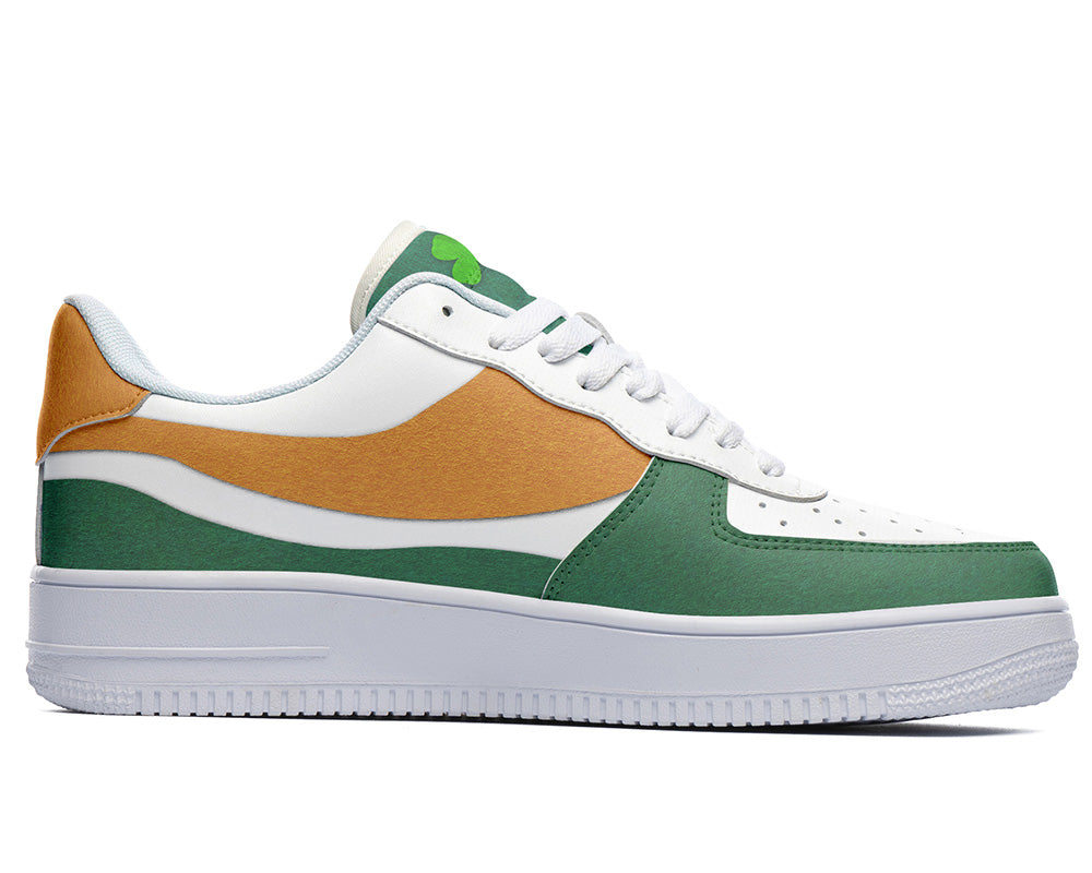 Saint Patrick Sneakers: Clover on Green and Gold Court Sneakers