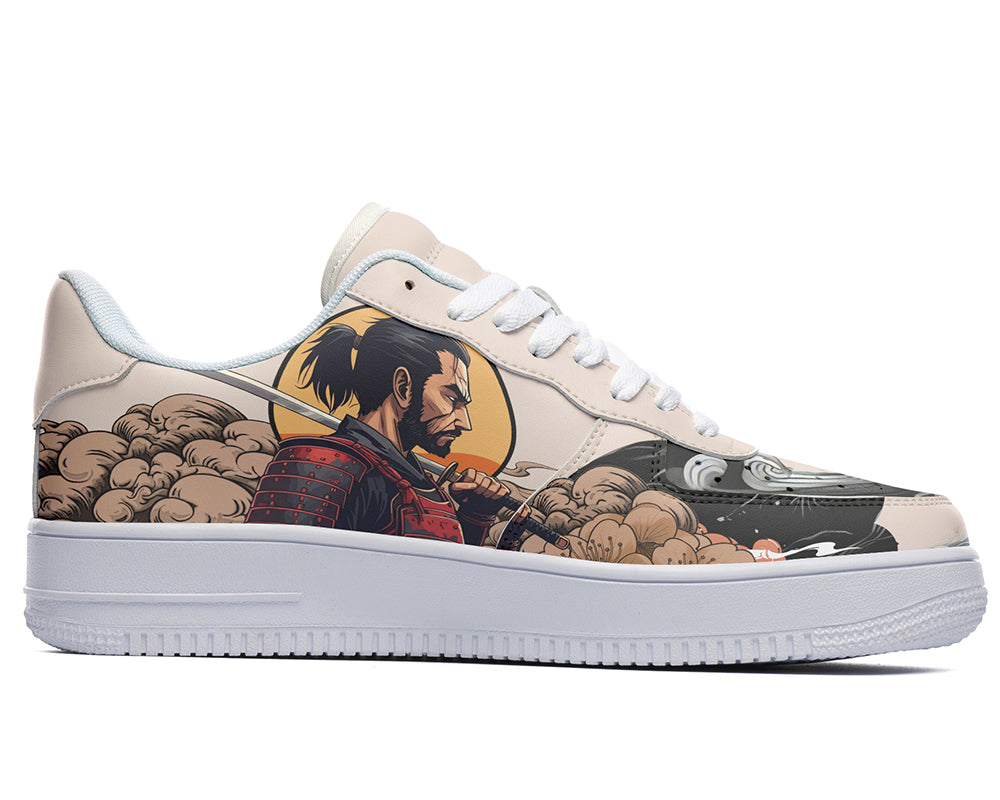 Samurai Sneakers: Samurai Warrior Illustration Court Sneakers