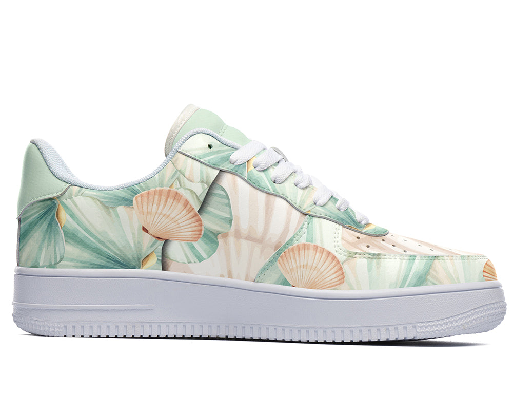 Seashell Sneakers: Seashell Pattern Court Sneakers