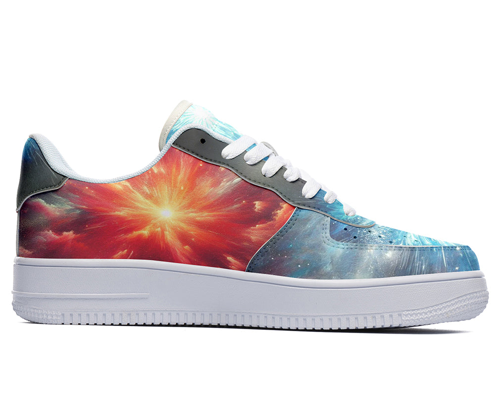 Galaxy Sneakers: Supernova Pattern Court Sneakers