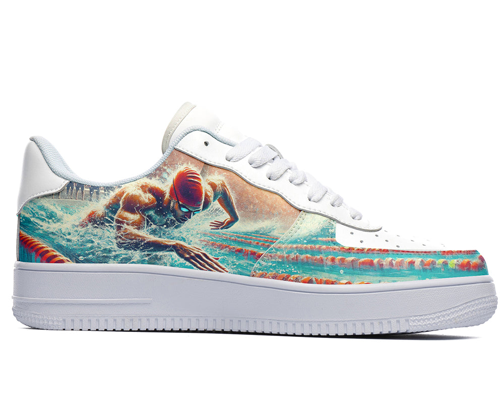 Swimming Sneakers: Swimmer Illustration Court Sneakers