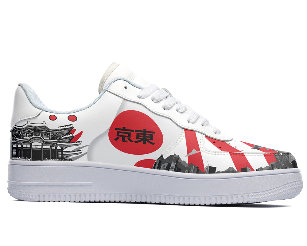 Tokyo Sneakers: Tokyo City Skyline Pattern Court Sneakers
