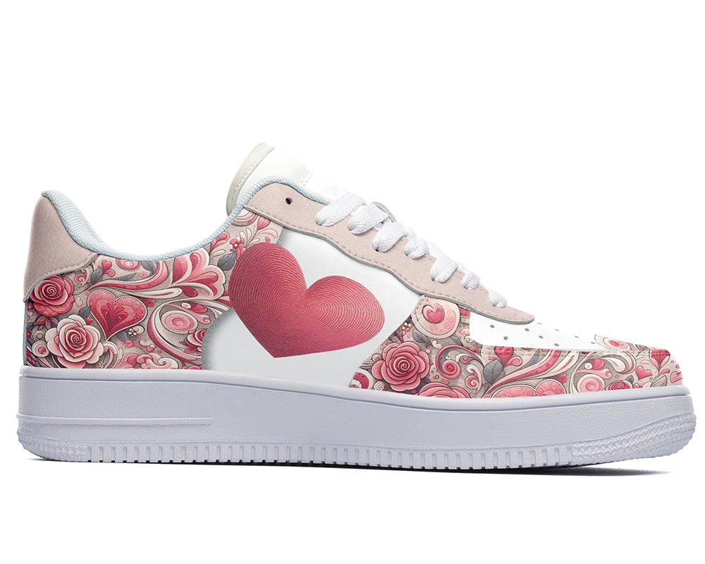 Valentines Sneakers: Heart Pattern Court Sneakers