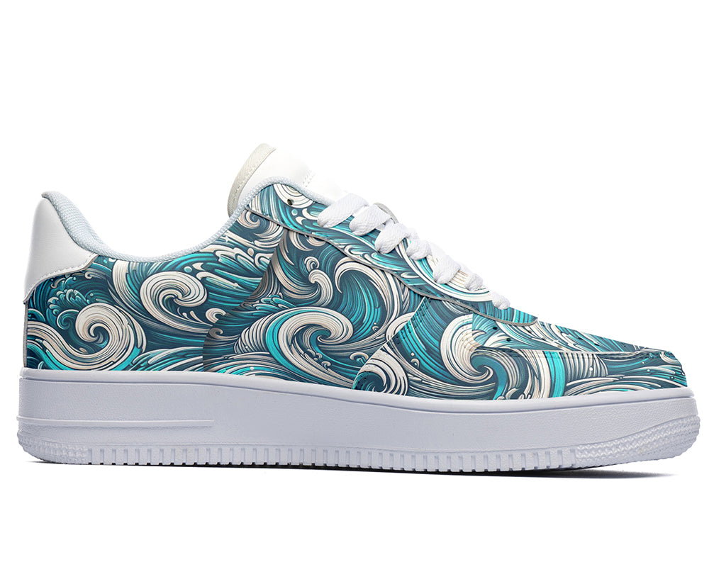 Ocean Wave Sneakers: Wave Pattern Court Sneakers