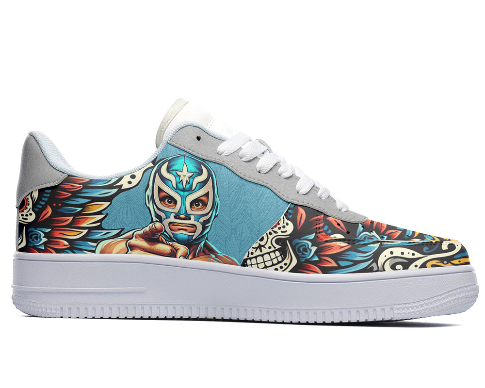 Lucha Libre Sneakers: Lucha Libre Illustration Court Sneakers
