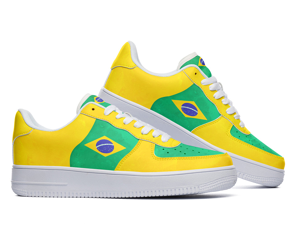 Brazilian Flag Sneakers: Brazilian Flag Pattern Court Sneakers