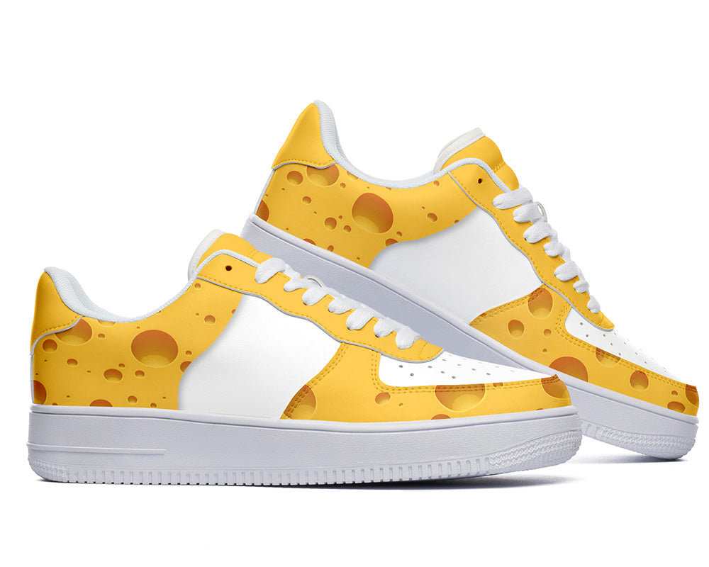 Cheese Sneakers: Cheese Pattern Court Sneakers