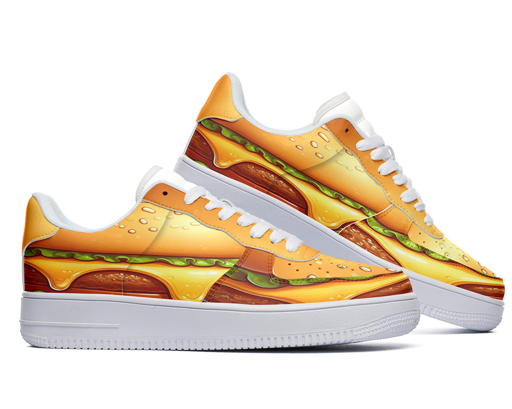 Burger Sneakers: Cheeseburger Illustration Court Sneakers